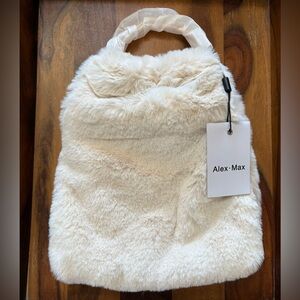 ALEX MAX Faux Fur Handbag With Gold Handles